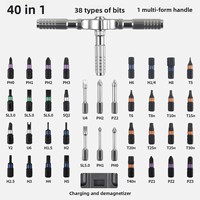 Jeu de tournevis à cliquet multifonction en aluminium 40 en 1 avec étui rigide portable