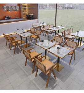 Meubles commerciaux, table de salle à manger en bois et marbre, table de cuisine en métal et bois, table de restaurant avec chaise - Product Image 3