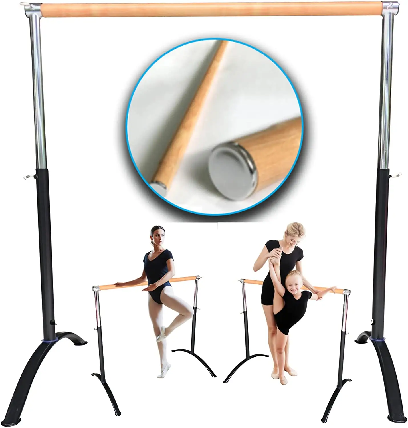 Wellshow Balance Ballet Barre Portable Height Adjustable Ballet Bar For Home Studio Stretch Pilates Dance