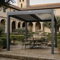Pergola en aluminium Jiake 6063-T5 avec toit à lames motorisées pour jardin cloître médiéval, patio, espace extérieur, gazebo, pavillon