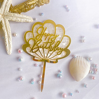 2025 nuevo estilo acrílico océano serie niñas pastel decoración pulpo caballito de mar Concha algas pastel Topper Baby Shower ornamento