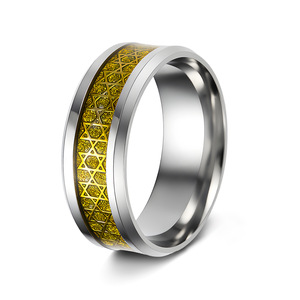 Anillos de acero inoxidable de titanio de 8MM para hombre, anillo de pentagrama de hexagrama hueco, anillo de acero de titanio, estrella de cinco puntas, joyería de moda - Product Image 5