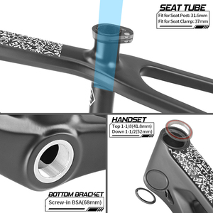 BXT T1000 Carbon MTB <b>Frame</b> Fit with Quick Release 135x9mm/Thru-Axle 142x12mm 20er/24er 2.25Tire - Product Image 6