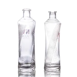 Дешевая Высококачественная круглая форма супер кремневая стеклянная бутылка для ликера 750 мл