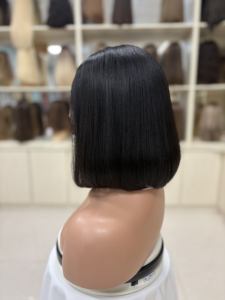 도매 천연 생모 HD 스위스 레이스 프론트 가발 투명 통기성 캡 자연스러운 보브 가발 - Product Image 3