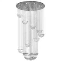 Lustre contemporain OEM à longs pendentifs en cristal pour hall d'entrée, salon, duplex, loft et escalier