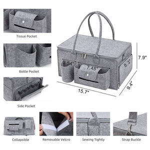 Panier de rangement de produits pour bébé multifonctionnel gris portable avec couvercle adapté au stockage de produits pour bébé - Product Image 6