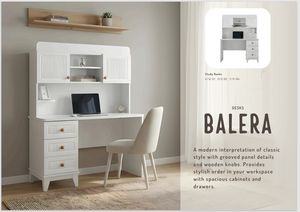 Precios Espléndidos, Mesa BALERA con Base y Tapa, Interpretación Moderna, Detalles de Panel Ranurado, Escritorio de Estudio para Estudiantes - Product Image 3