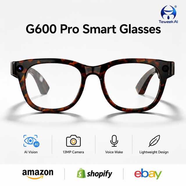 G600 Pro AI Eyewear Smart Glasses 13MP Camera Visual Recognition WiFi 6 Dual Speakers Translation Function