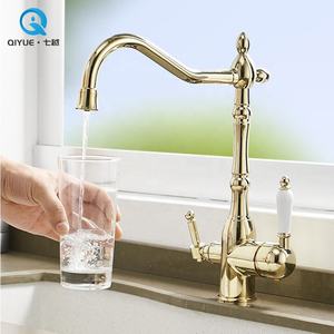 Chất lượng cao 3-Way đôi xử lý bồn rửa nhà bếp Vòi tap đen sơn nóng lạnh lọc nước cho khách sạn duy nhất xử lý - Product Image 4