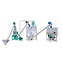 Ensemble complet de moulin à marteaux et mélangeur de type goutte d'eau pour la production de poudre d'aliments pour animaux