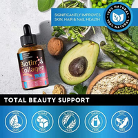 Complément alimentaire pour cheveux à base de biotine et de collagène naturels OEM, 15000 mcg, gouttes de biotine et de collagène, vitamine