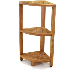 Solid Wood Corner <b>Shelf</b> 3 Tier <b>Standing</b> Bathroom Storage Rack Wood Grain Color Durable - Product Image 2