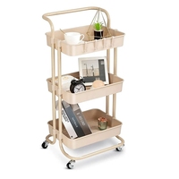 Chariot de rangement réglable à 3 niveaux pour cuisine et salle de bain, étagères détachables en plastique et acier, multifonctionnel pour bureau et garage