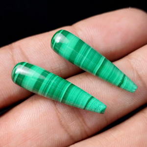 Pareja de Gemas Cabujón de Malaquita Natural Lisa en Forma de Gota para la Fabricación de Pendientes y Collares, Piedra de Nacimiento de Abril, 9x30mm, Gota a Gota - Product Image 5
