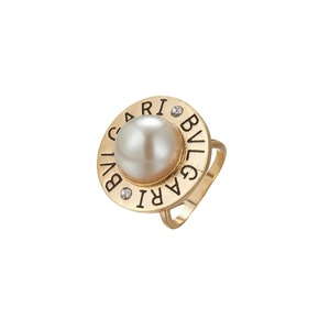Bvlgari Pearl Ring Gold Alloy Engraved With Diamond Accent Women Jewelry - Product Image 5