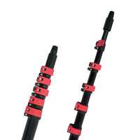 Perche télescopique améliorée avec verrous à rivets métalliques rouges pour brosses standard – Perche de nettoyage économique pour les tâches extérieures