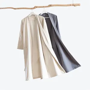 Vente en gros Vêtements de détente unisexes toutes saisons Robe de chambre confortable kimono pour hôtel Robe de chambre tout en lin
