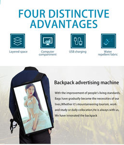 Sac à dos de marche panneau d'affichage publicitaire panneau d'affichage mobile 21.5 pouces LCD sac à dos publicitaire panneau d'affichage numérique - Product Image 4