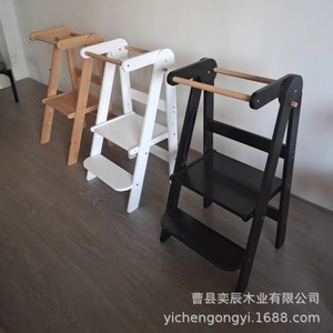 หอคอยการเรียนรู้แบบมอนเตสซอรี่ บันไดเด็ก 91x47x48 ซม. พับได้ ทำจากไม้เนื้อแข็ง ดีไซน์เรียบง่าย สำหรับเด็ก ใช้ในครัว - Product Image 4