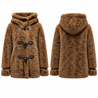Veste en laine épaisse à capuche avec poches à rabat et fourrure pelucheuse, style urbain automne-hiver, grandes tailles, OEM
