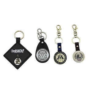 Porte-clés personnalisé en cuir PU métallisé, émail doux brillant doré, avec mousqueton pour chien - Product Image 3