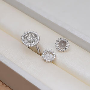 Anneau de doigt réglable en argent S925 avec support de perle DIY, accessoire d'activité tournesol, composants et accessoires de bijoux 1342 - Product Image 2