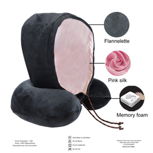 Gối Du Lịch Bằng Cao Su Non Hỗ Trợ Cao Di Động Đóng Gói Logo Theo Yêu Cầu Của Nhà Máy Riêng Với Áo Hoodie Gối Cổ Hình Chữ U Trên Máy Bay - Product Image 5