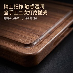 Planche à découper en bois de noyer noir 30x20x2cm, rectangulaire, double face, pour la préparation de viandes et de légumes - Product Image 3