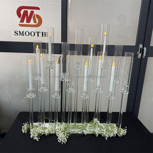 Candélabre en cristal à 8 bras lisse, centre de table vintage pour mariage, bougeoir en verre pour bougies coniques, fait main, design miroir, personnalisé - Product Image 5