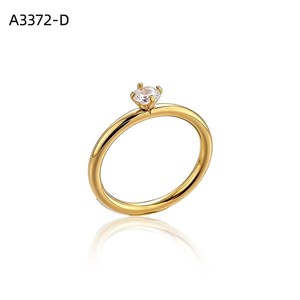 แอมี่ แอมี่ แฟชั่นริง A3372 แหวนสแตนเลสประดับเพชรคิวบิกเซอร์โคเนียสำหรับผู้หญิงสไตล์คลาสสิกประดับหินทรงกลม - Product Image 2