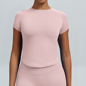 T-shirt Sportiva da <span class=keywords><strong>Donna</strong></span> a Maniche Corte, Leggera, Traspirante, ad Asciugatura Rapida, Senza Cuciture, per Palestra, <span class=keywords><strong>Fitness</strong></span> e Yoga - Product Image 6