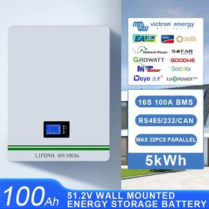 Paquete de Baterías de Pared <span class=keywords><strong>GEMERA</strong></span> LFP48100-W 51.2V 100Ah 5 kWh LiFePO4 |   Sistema de Gestión de Energía Solar Inteligente Fuera de la Red con Pantalla LCD IP54 - Product Image 4