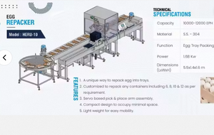 Repackeur d'œufs pneumatique automatique industriel avec moteur 5850W 220V, cartons en plastique et en papier multicolores, garantie de 3 ans - Product Image 2