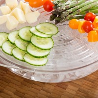 Plateau de service réfrigéré pour apéritifs avec couvercle en dôme, 4 compartiments, base en plastique pour glace, plateau à légumes et fruits, pour fêtes et buffets, sans BPA, transparent