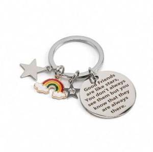 Porte-clés personnalisé en acier inoxydable de l'amitié les bons amis sont comme <span class=keywords><strong>des</strong></span> étoiles arc-en-ciel autres porte-clés cadeau breloques mignon amis porte-clés - Product Image 2