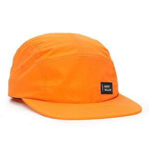 Custom 5 Panel Nylon Woven <b>Patch</b> logo Camp Running Caps Unstructured Orange Hats - Product Image 3