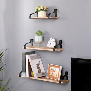 Floating <b>Shelves</b> Set Of 3 <b>Wall</b> <b>Mounted</b> Wood <b>Shelves</b> With Brackets For Bedroom Living Room Kitchen Bathroom - Product Image 3