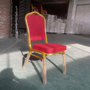 Cadeira de Banquete Estofada em Plush com Estrutura Metálica Dourada, Suporte de Barra Transversal, Design Durável e Empilhável para Uso Interno e Externo em Casamentos - Product Image 2