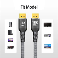 80Gbps 16K Cable Dp de alta velocidad 2,1 Cable DP trenzado coaxial para transferencia de audio y video para juegos 3D de proyector HDTV
