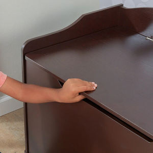 Espresso Wooden Storage Bench <b>Toy</b> Chest with Safety Hinge Lid, Large Capacity Children <b>Organizer</b> Cabinet toybox - Product Image 2
