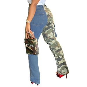 Abbigliamento da donna in stile Camouflage e Patchwork Jeans Slim Fit Multi-Pocket pantaloni Cargo donna Jeans di alta qualità Mujer - Product Image 3
