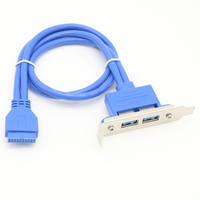 Câble double port USB 3.0 femelle AF vers carte mère 20 broches avec support