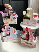 Sac à fleurs pour café et thé au lait, pour la Saint-Valentin, boîte-cadeau florale fraîche, emballage en papier laminé, matériaux DIY, panier en papier