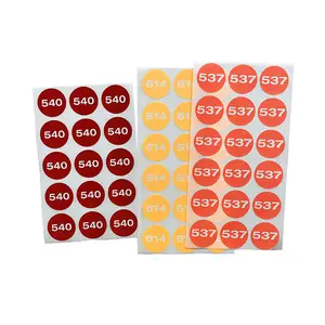 Stiker Cetak Label Berwarna Matte Titik Bulat Kustom Promosi Label Pemasaran Rak Harga Label Nomor Seri