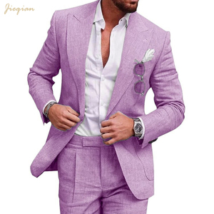 <span class=keywords><strong>Costume</strong></span> sur mesure pour <span class=keywords><strong>homme</strong></span> en lin mélangé 2 pièces : léger, respirant, polyester et lin pour <span class=keywords><strong>mariage</strong></span> d'été, plage, cérémonie, bal, vacances - Product Image 5