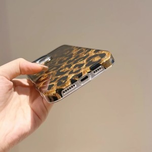Funda de Teléfono Móvil de Doble Capa con Lentejuelas Brillantes y Estampado de Leopardo para iPhone 17 16 15 14 Pro Max, Cubierta Trasera IMD con Lámina Dorada - Product Image 5