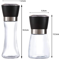 Vente en gros de pots de sel d'assaisonnement de l'Himalaya Moulins manuels Ensemble de shakers à épices en verre et moulin à poivre noir