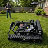 Tondeuse à gazon télécommandée sur chenilles, robuste, à moteur essence, pour terrains en pente, usage municipal et gouvernemental