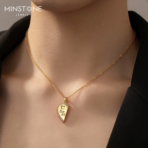 Minstone Custom 18k placcato oro gioielli fatti a mano delicati personalizzati collana con ciondolo a cuore diviso regalo amichevole per il miglior amico - Product Image 5